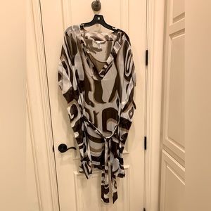 Diane Von Furstenberg Silk Tunic Dress with Waist Tie.